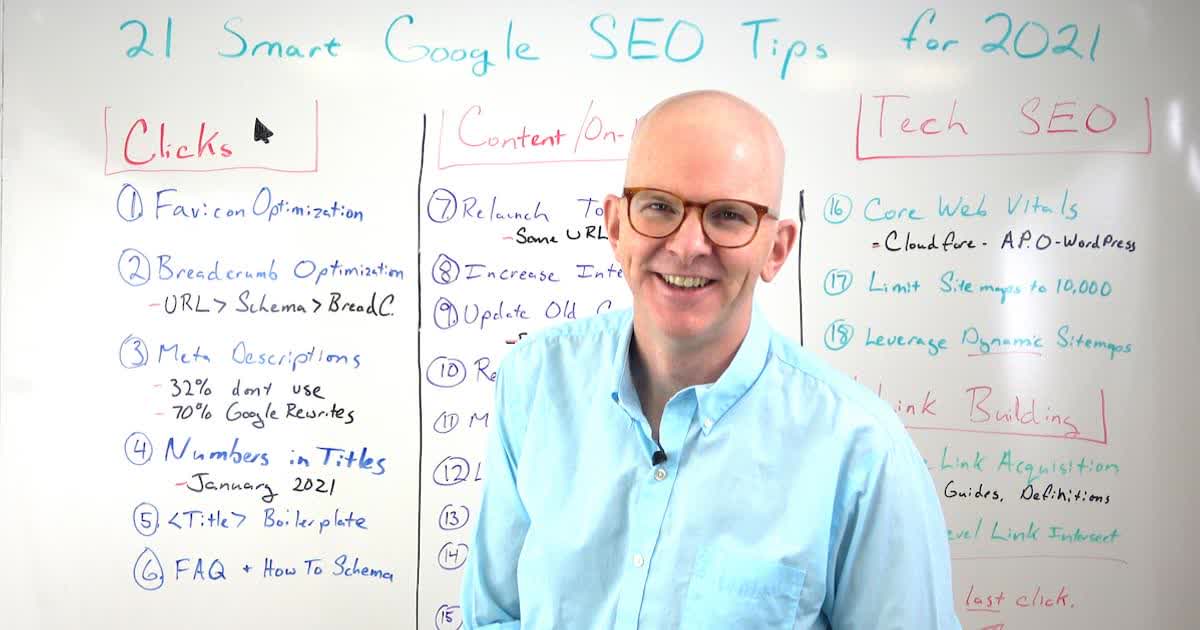 Cover image for Best of Whiteboard Friday 2021: 21 Smart Google SEO Tips