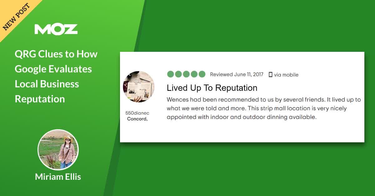Cover image for QRG Clues to How Google Evaluates Local Business Reputation