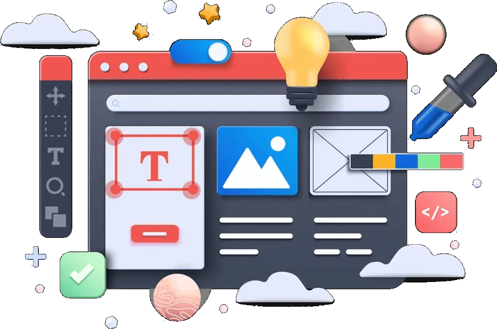 Illustration of web design and development tools