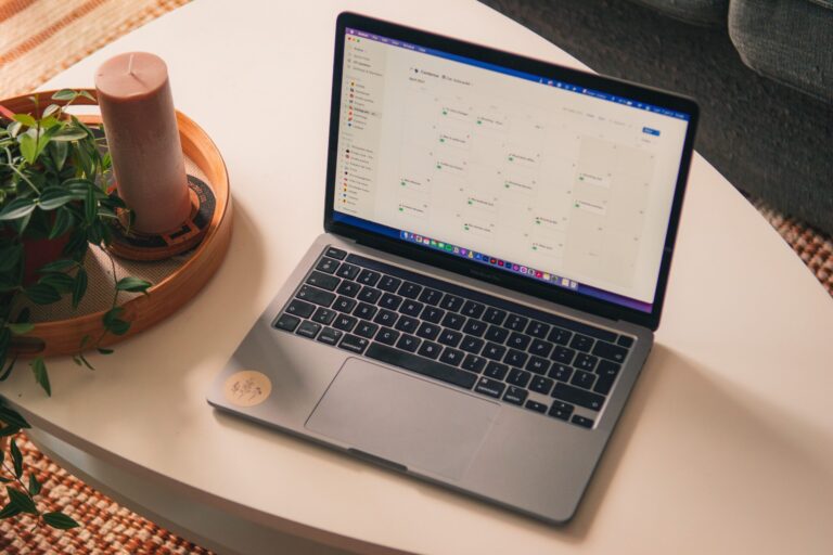 Laptop showing Notion open on the screen