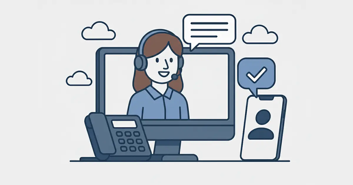 AI receptionist answering customer calls at PixelKraft LLC — smart call automation illustration