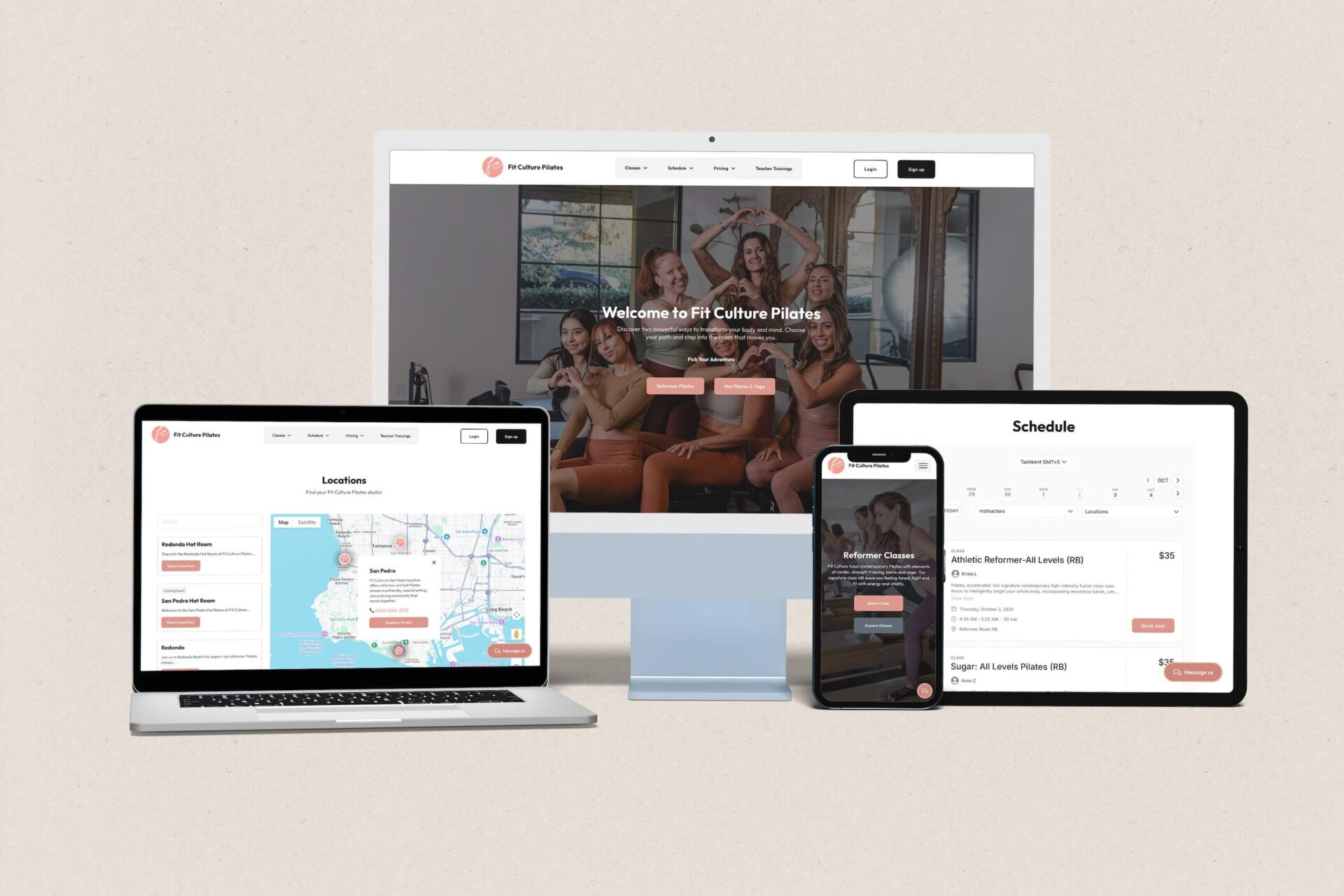 Website For Pilates Studio South Bay, CA